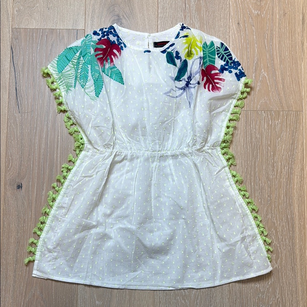 Catimini White and Green Blouses with Tropical Print NWOT